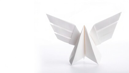 religion, spiritual, God, Jesus concept paper origami isolated on white background of an Angel with wings. simple starter craft for kids for weekend arts and crafts entertainment