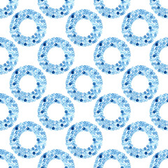 Seamless watercolor pattern in polka dot style. Handwork with paints on paper. Cute print for textiles.