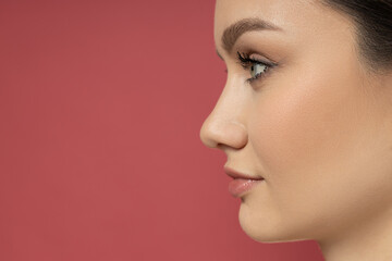 Attractive young girl close-up. Botox injection concept