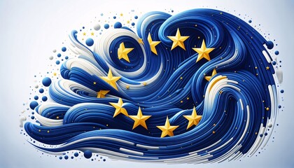 Dynamische Grafik, blau mit Sternen, die an die Europaflagge erinnert