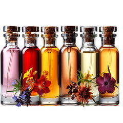 spa still life with oils bottles isolated on white background