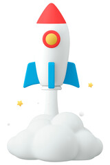 Launching rocket png 3D sticker, transparent background