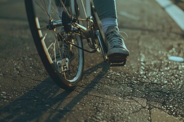 A cyclist rides down a city street