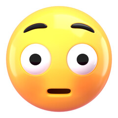 3D emoticon png flushed face sticker, transparent background