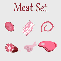 Meat set of six types of meat products