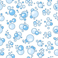 Flying soap bubbles shapes. Seamless pattern. Bath, shampoo, shaving. Hand drawn style. Vector drawing. Design ornaments.