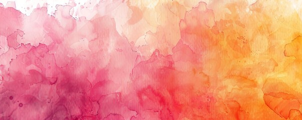 Abstract watercolor background with pink and orange hues.