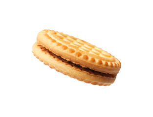 One tasty sandwich cookie isolated on white