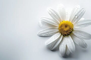 Obraz premium A close-up shot of a white flower with water droplets glistening on its petals