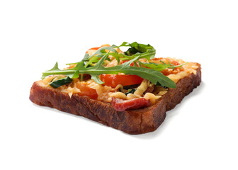 One tasty pizza toast isolated on white