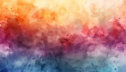Fototapeta premium Abstract watercolor background with vibrant shades of orange, pink, and blue. Perfect for designs, websites, or social media.
