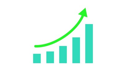 Cyan simple graph bar animation white background