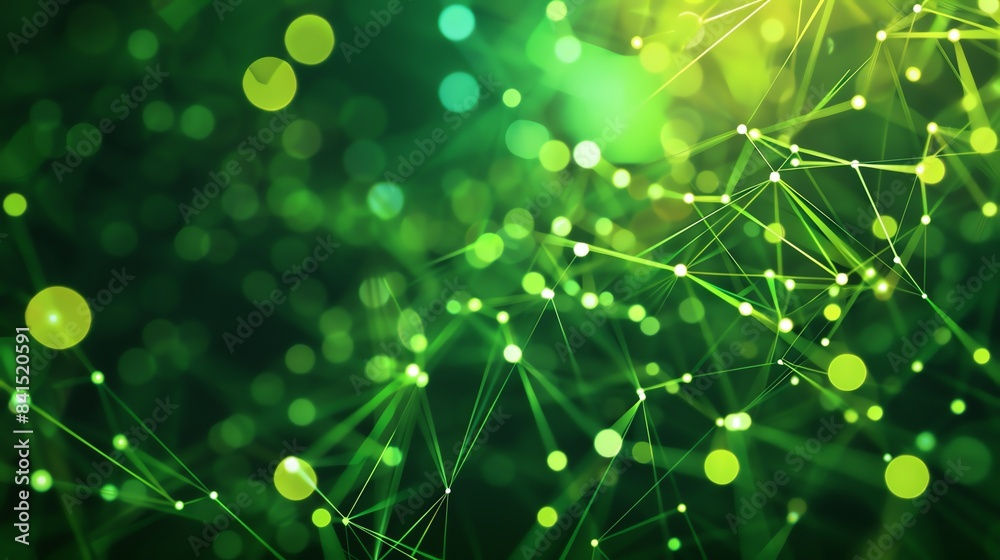 Poster elegant green abstract background with plexus structure.