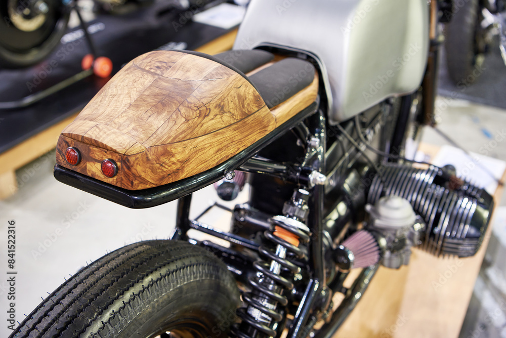 Wall mural wooden seat custom motorcycle