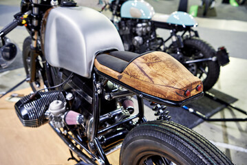 Wooden seat custom motorcycle