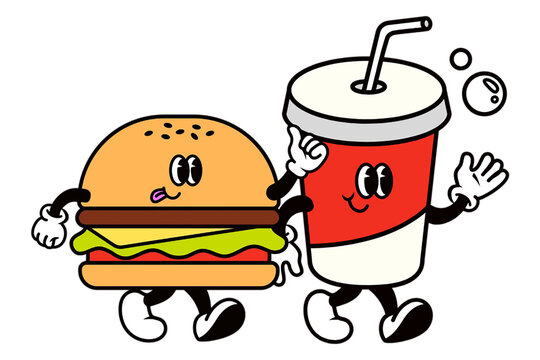 recommend clip art: Cute junk food png cartoon, retro funky illustration, transparent background