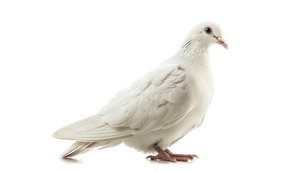 Fototapeta premium Dove depicted in solitary isolation against a serene backdrop of a tranquil, pastel-hued sky, evoking a sense of peace and introspection.