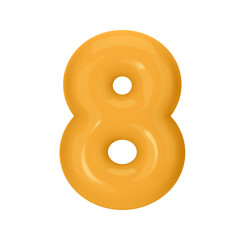 Obraz premium Numeral 8 - Orange Plastic Balloon Number eight Isolated on White Background. 3D Style Vector Illustration