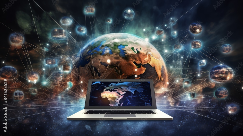 Leinwandbilder a network of interconnected computers and devices around the world, representing the digital revolut
