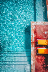 Vibrant Colors in Top View Pool Scene