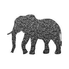Sophisticated Elephant Silhouette with Elegant Anthracite Hexagon Glitter Texture, Clear Background