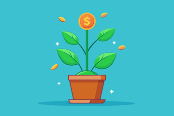 money plant illustration minimalism vector