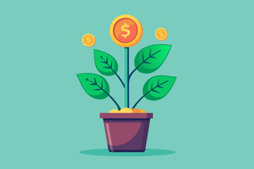 money plant illustration minimalism vector