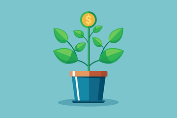 money plant illustration minimalism vector