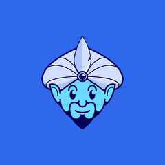 blue genie cartoon character logo
