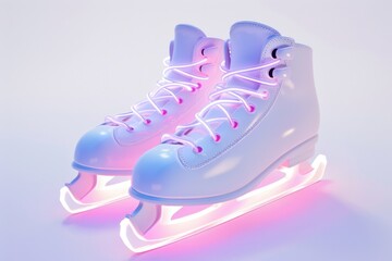 A pair of ice skates resting on a clean and white surface, perfect for a winter scene or sport-related context