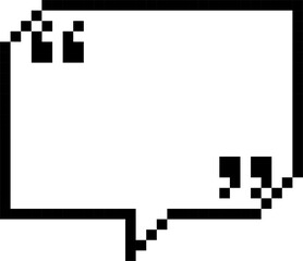 8bit retro game pixel speech bubble balloon with quotation marks, icon sticker memo keyword planner text box banner, flat png isolated transparent element design