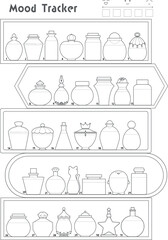 Monthly mood tracker template [Bottles - 5 Levels Ver.] | Monthly tracker | Bullet journal.