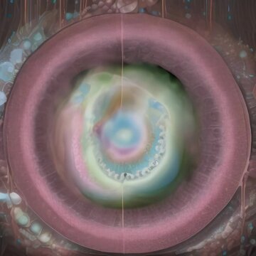 Formas circulares abstractas microsc&oacute;picas abri&eacute;ndose dentro de otras