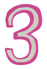 Number 3 png cute paper cut alphabet, transparent background