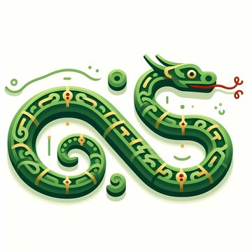 Symbol of the chinese year 2025 - green wooden snake.Celebrating 2025.