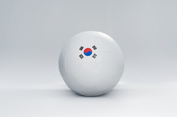 3D Illustration of Football with South Korea Flag
