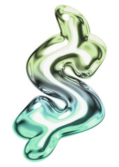 Dollar sign png holographic fluid chrome symbol, transparent background