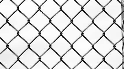 Fototapeta premium A black and white image of a chain link fence
