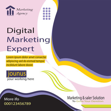 1Digital marketing  agency social media post or square web banner template Card or benar