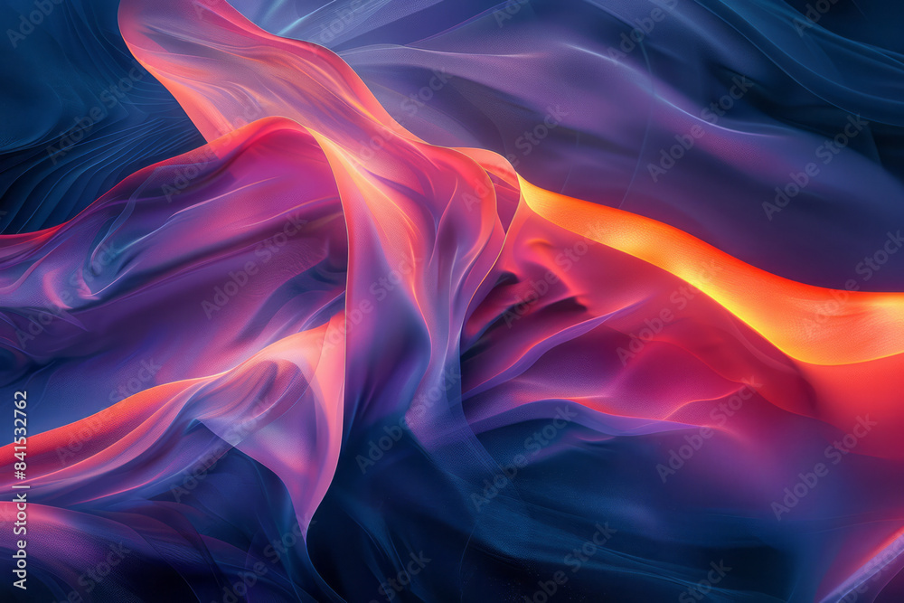 Poster abstract visuals with dynamic forms that seem to pulse with energy and movement,