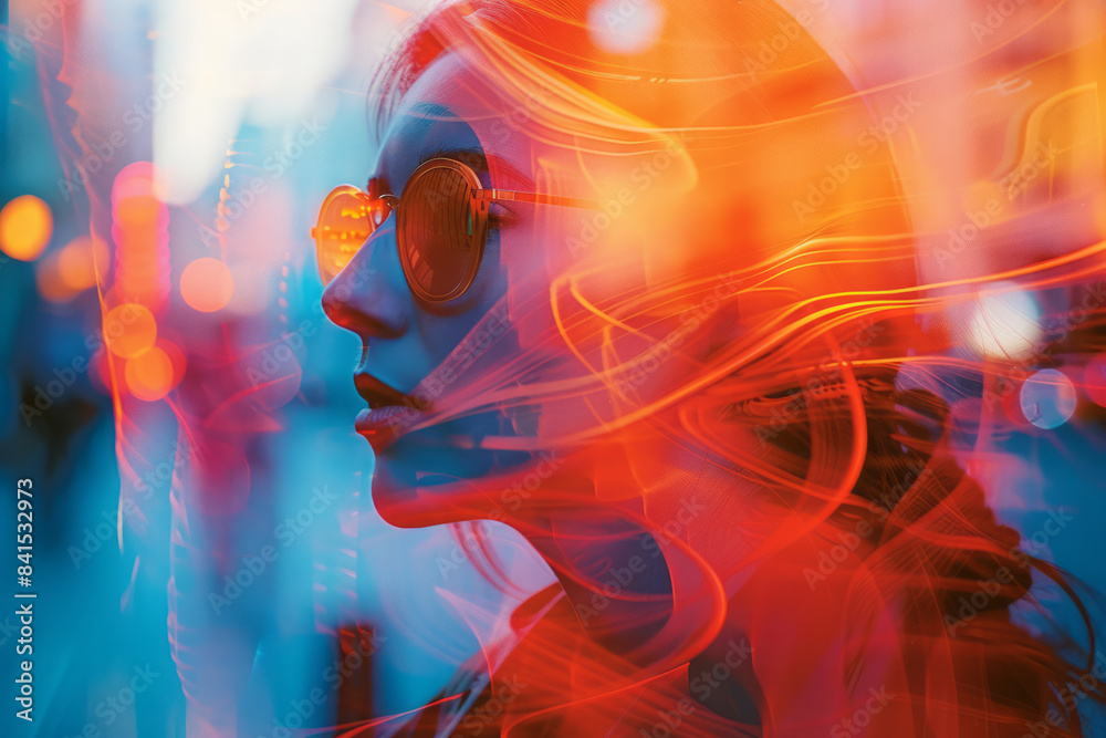 Fototapete abstract visuals with vibrating shapes and dynamic movement, ideal for engaging the viewer,