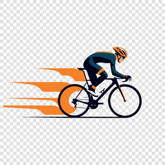 cyclist in motion on a transparent background
