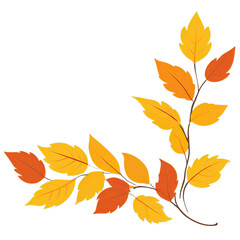 Colorful autumn leaves isolated on transparent background for fall frame