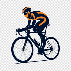 Naklejka premium cyclist in motion on a transparent background