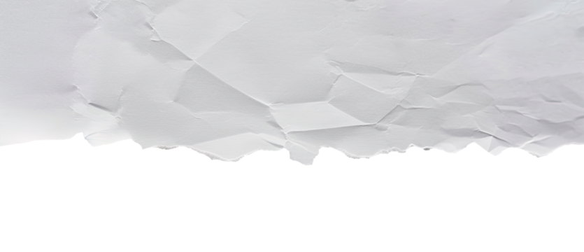 Piece of white torn paper isolated on transparent background