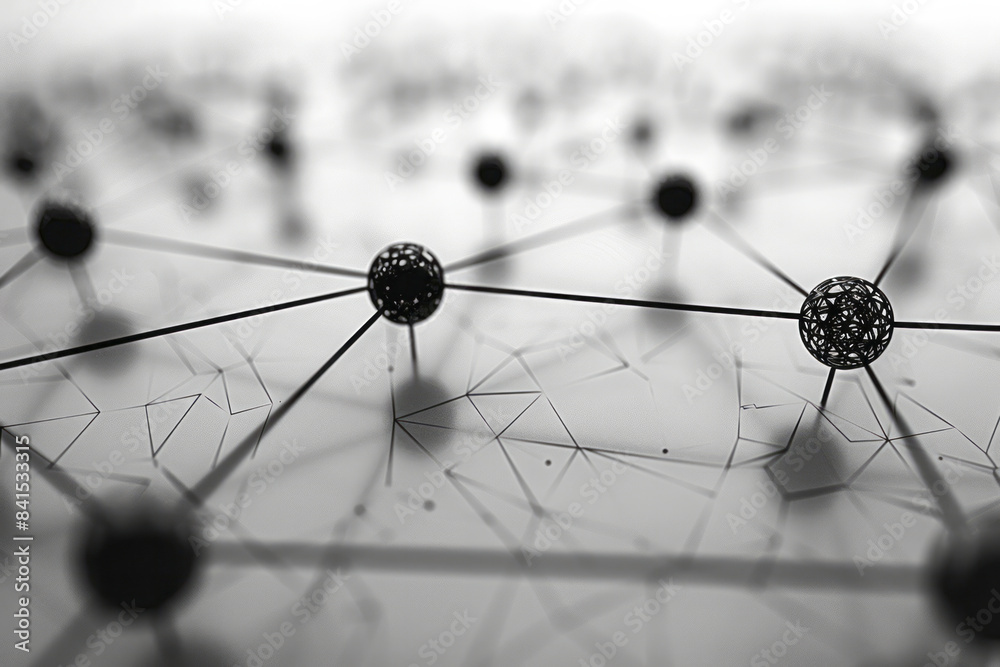 Poster Technological network pattern with interconnected nodes and intricate connections,