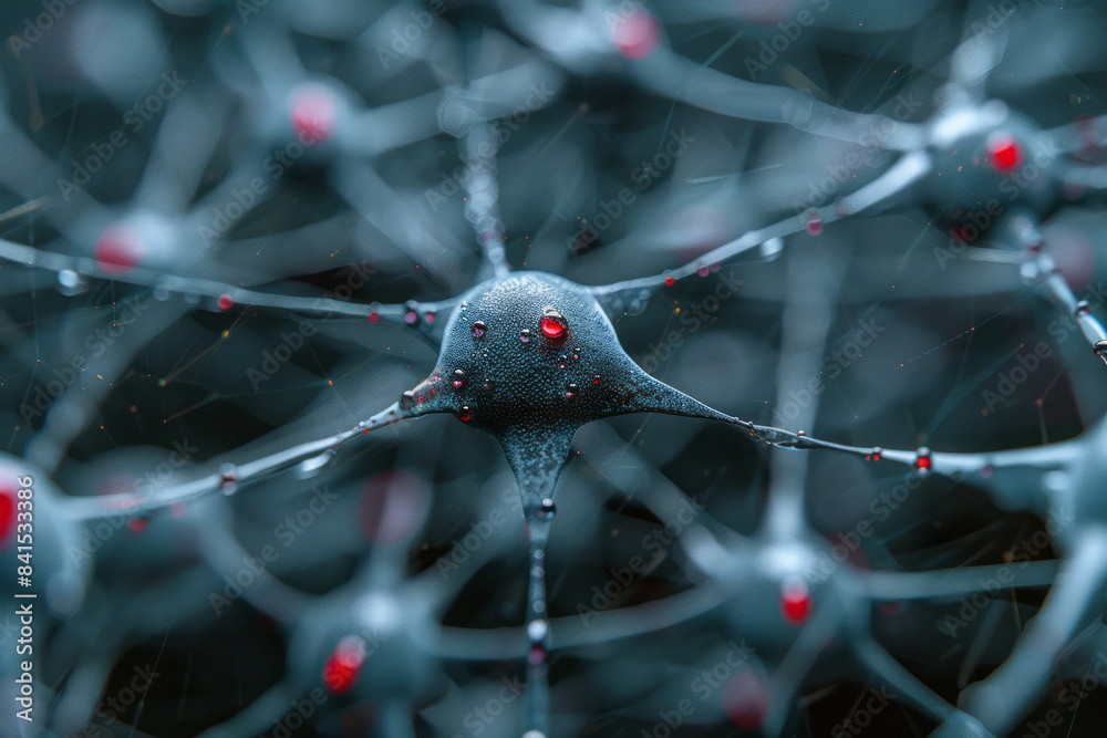 Fototapete Design featuring interconnected nodes and pathways inspired by technological networks,