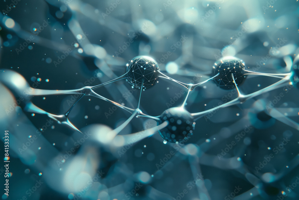 Poster Technological design with nodes and links creating a network structure,