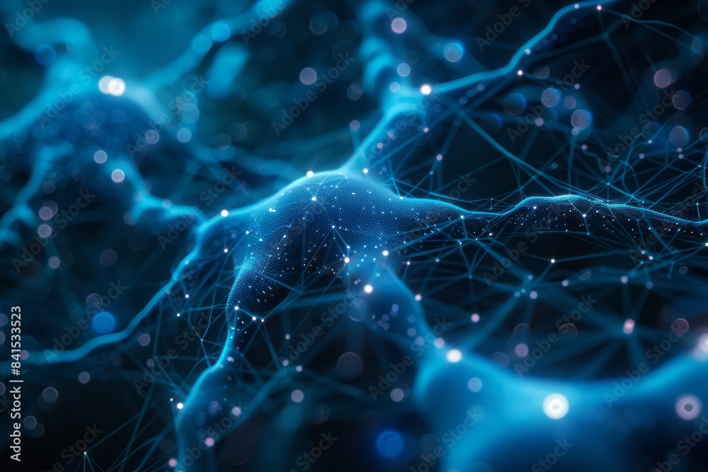 Aufkleber Cybernetic structure design with nodes and pathways resembling technological networks,