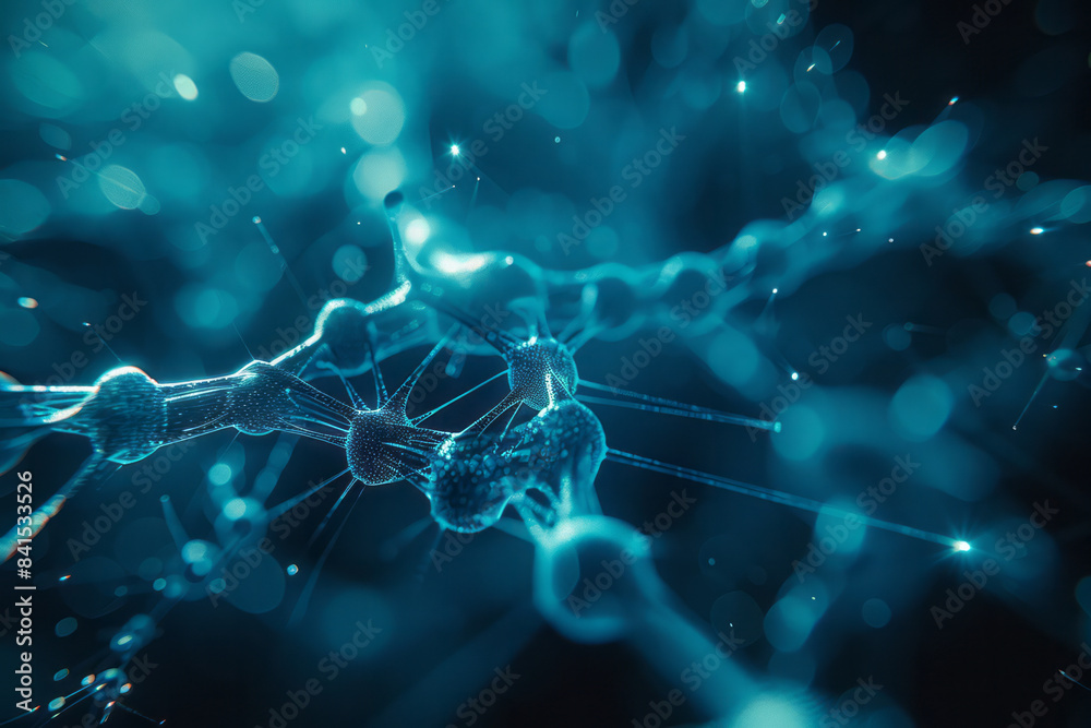 Aufkleber Cybernetic structure design with nodes and pathways resembling technological networks,